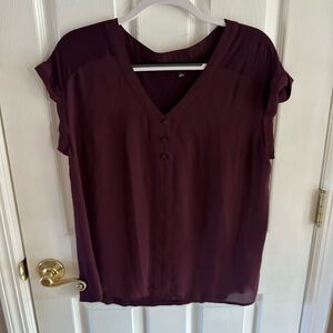 Women's V-Neck Buttoned Top - Purple